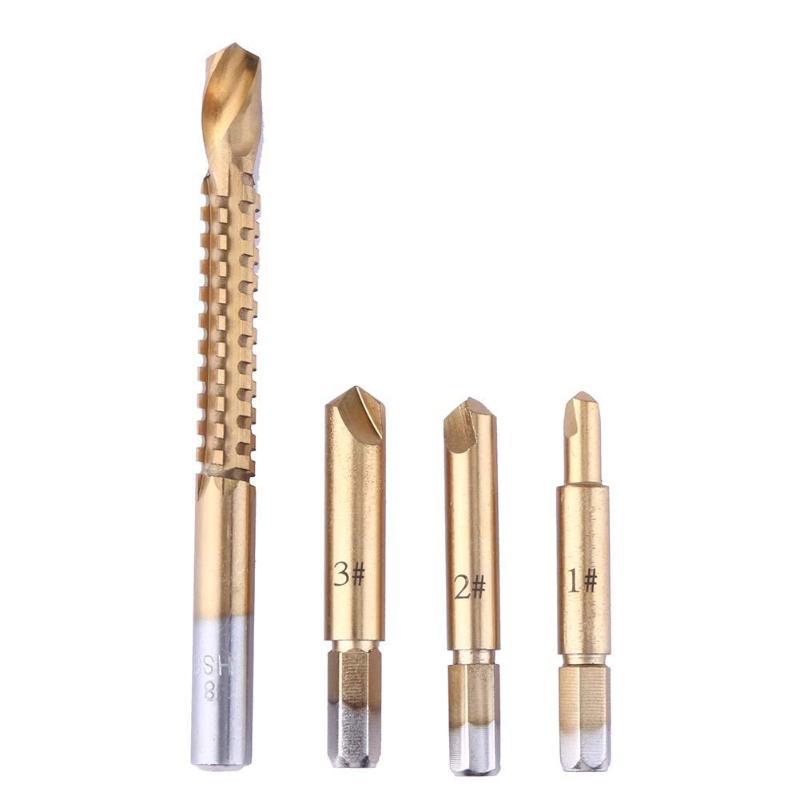 4 Pieces Manual Twist Drill Bits 1,2,3 8mm Titanium Coated